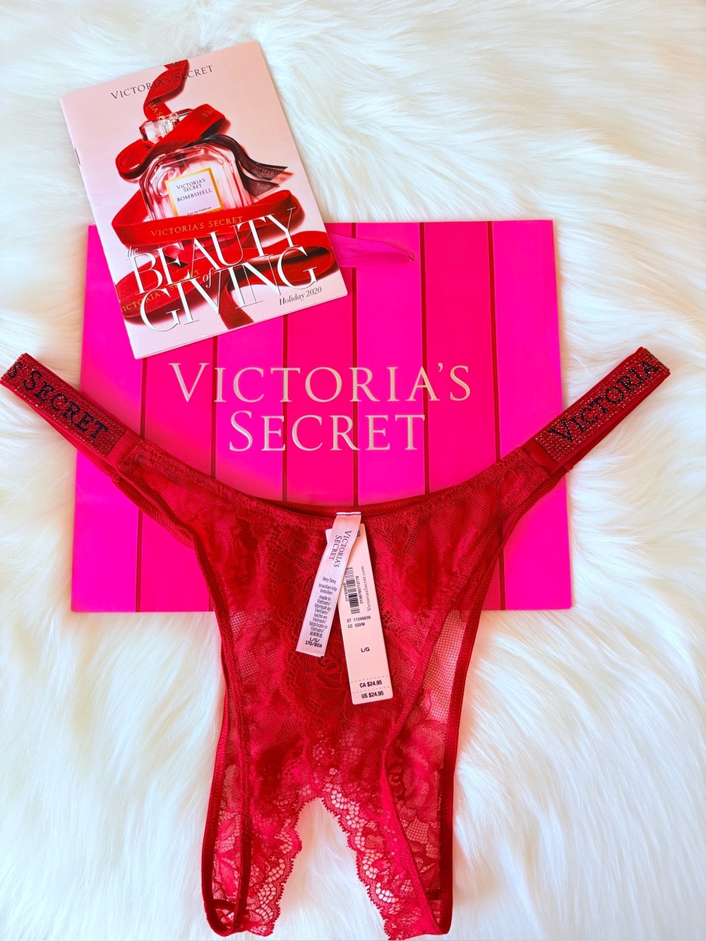 ❤️❤️Victoria’s Secret logo shine strap panty (L)❤️❤️